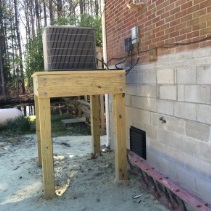 Wood frame to elevated an HVAC unit.
