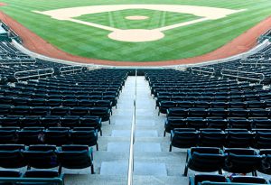 Empty seats at a baseball stadium