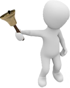 White plain character ringing hand bell.