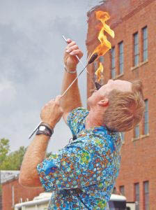 Man eating fire.