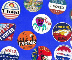 Showing numerous examples of Election Stickers.