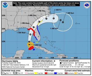 NOAA map showing storm locations