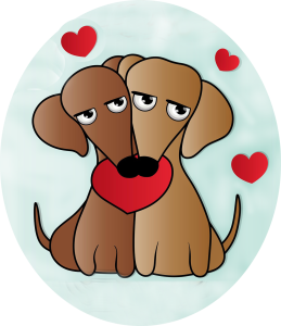 Two Puppies with hearts.