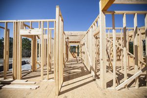 Stick walls of a new house.