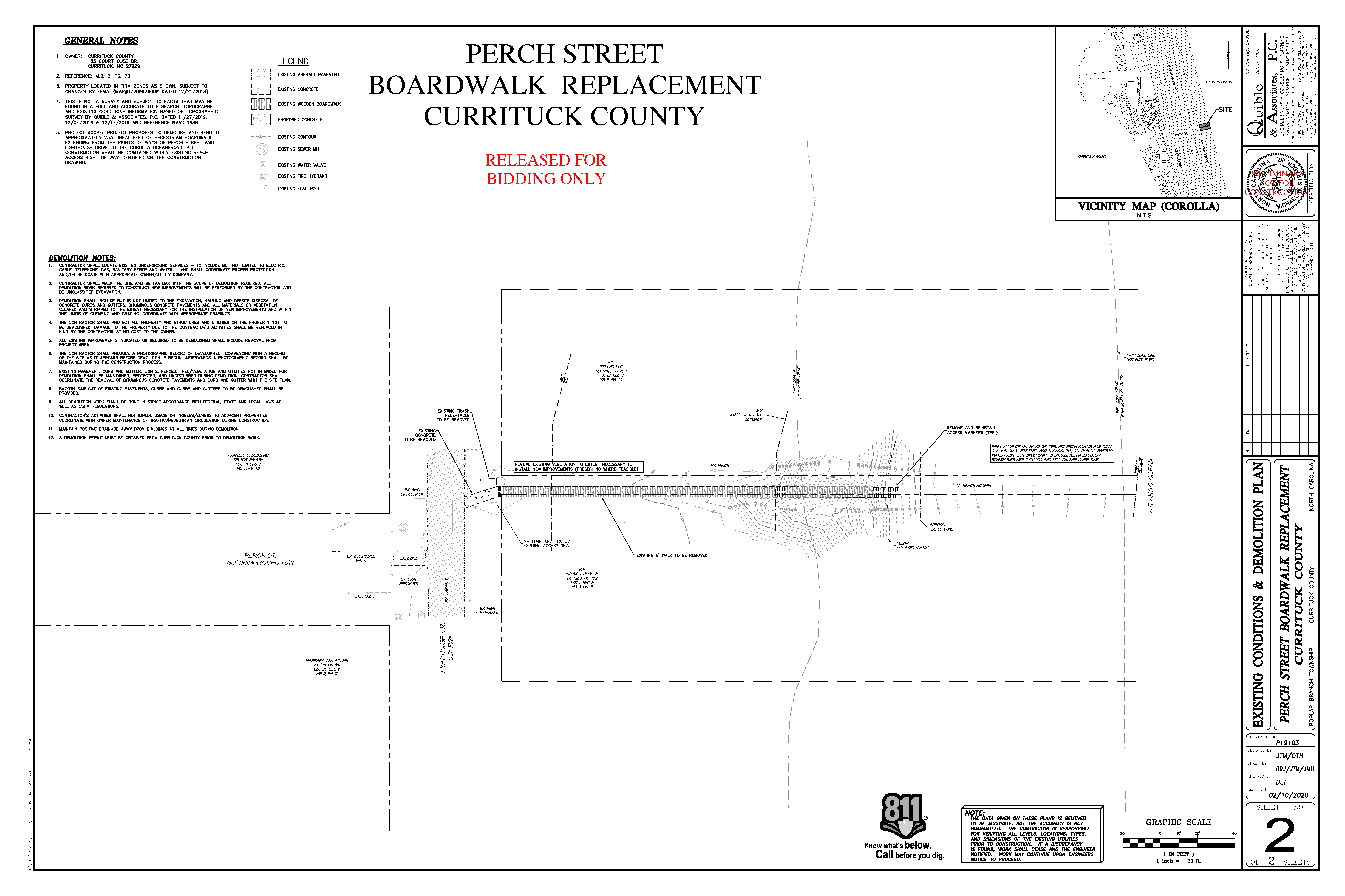 Perch Street Boardwalk Replacement Existing Conditions & Demolition Plan