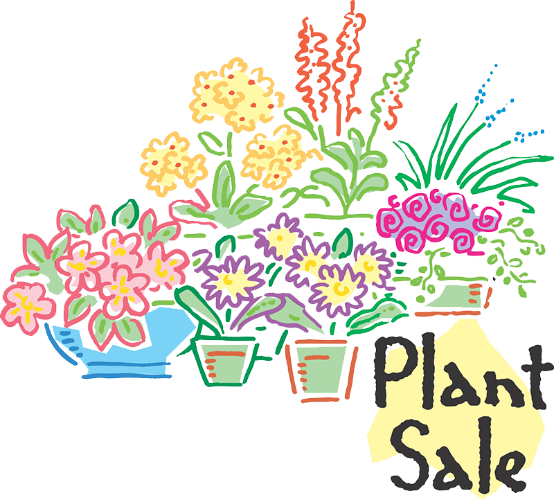 Many flowers and the words "Plant Sale"
