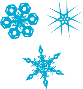 3 blue snowflakes