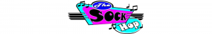 The Sock Hop Banner in Teal, Pink and Blue.