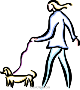 Person walking dog.