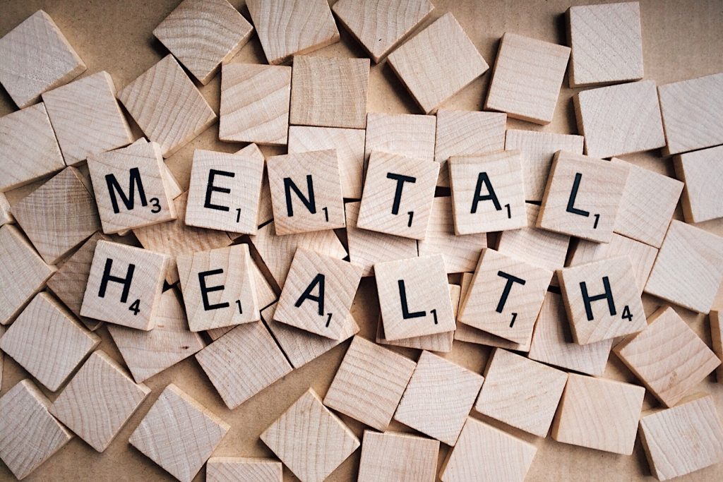 Block lettering spelling out Mental Health.